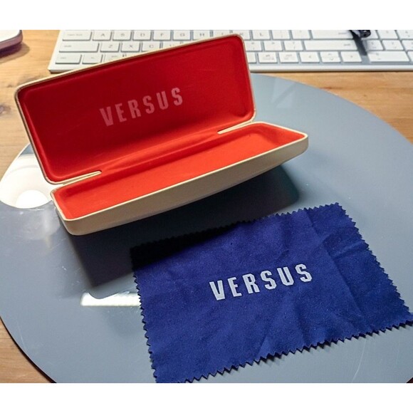 Vintage VERSUS Versace Sunglasses Empty Case Pearl Rare 80s Storage Box + cloth